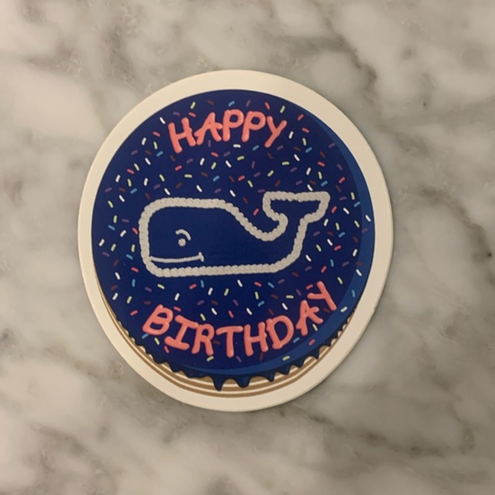 Vineyard Vines Happy Birthday Circle Sticker, one size